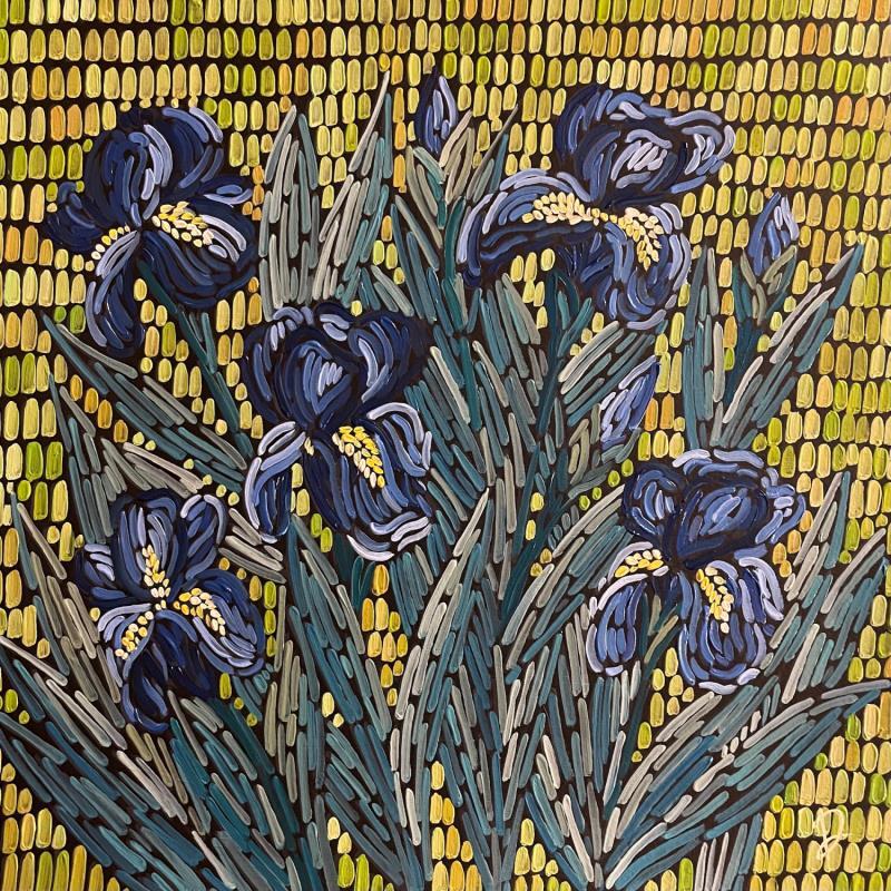 Painting Irises by Dmitrieva Daria | Painting Impressionism Nature Acrylic