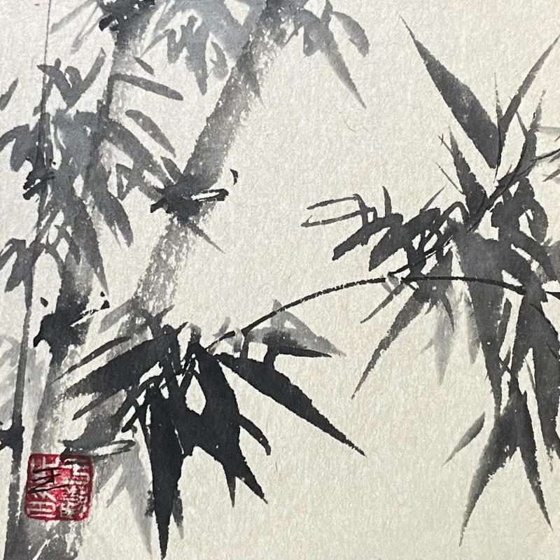 Painting Bamboo by Yu Huan Huan | Painting Figurative Ink Black & White, Nature