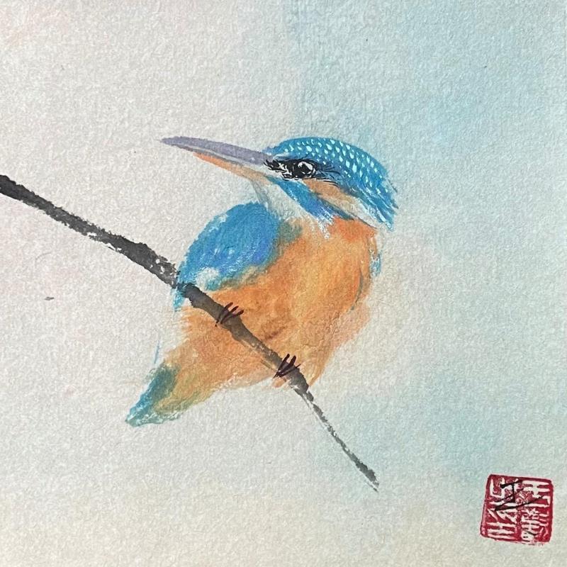 Gemälde Kingfisher von Yu Huan Huan | Gemälde Figurativ Natur Tiere Tinte