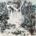 Painting Waterfall by Yu Huan Huan | Painting Figurative Nature Black & White Ink