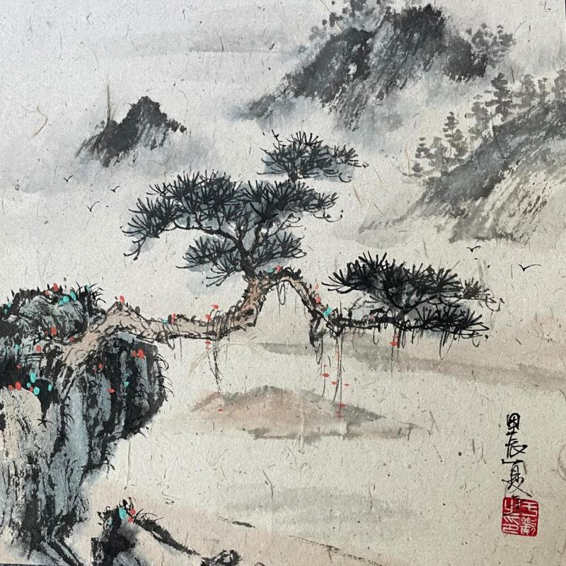 Gemälde Pine von Yu Huan Huan | Gemälde Figurativ Tinte Landschaften, Schwarz & Weiß