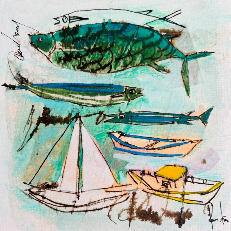 Painting Poissons de roche by Colombo Cécile | Painting Naive art Acrylic, Gluing, Ink, Pastel, Watercolor Landscapes