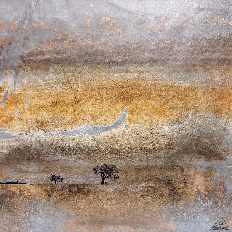 Gemälde Aeryn von Manconi Gil | Gemälde Materialismus Metall, Upcycling Landschaften