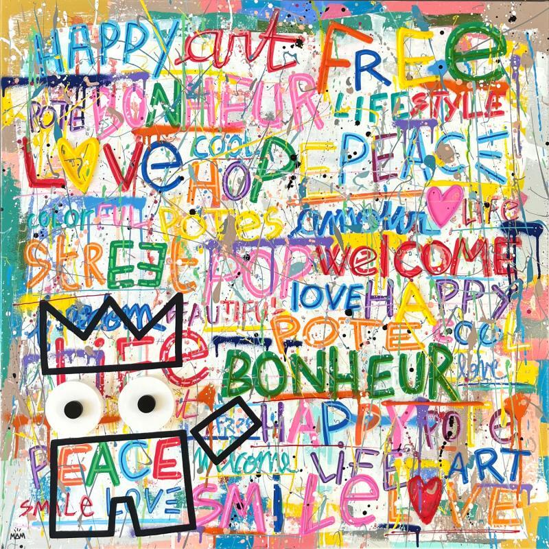 Painting BONHEUR by Mam | Painting Pop-art Acrylic Pop icons, Portrait, Society