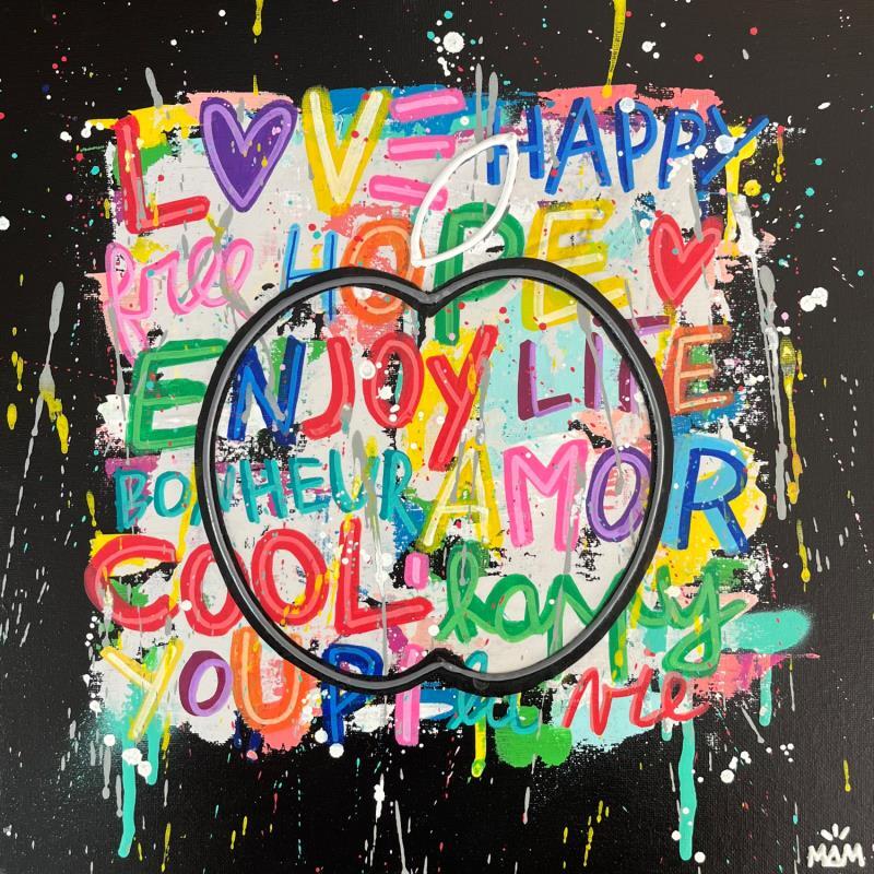 Gemälde POMME D'HAPPY von Mam | Gemälde Pop-Art Gesellschaft Pop-Ikonen Alltagsszenen Acryl