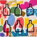 Painting HAPPY BOTTLES by Mam | Painting Pop-art Society Pop icons Minimalist Acrylic