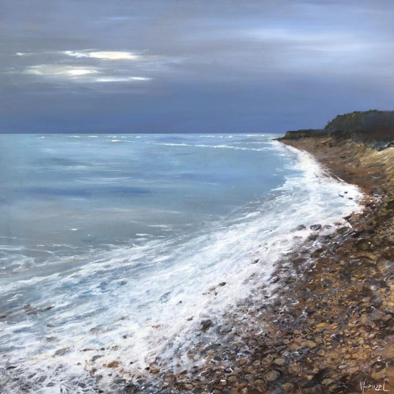 Painting L'écume sur les galets by Fièvre Véronique | Painting Figurative Acrylic Landscapes, Marine, Nature
