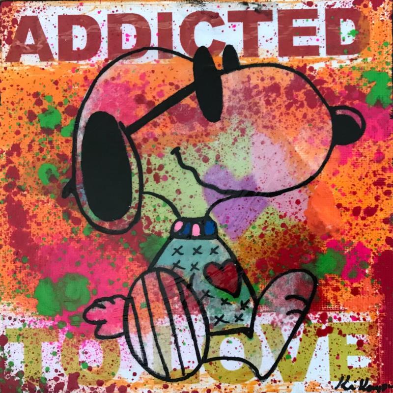 Painting Snoopy love by Kikayou | Painting Pop-art Pop icons Graffiti Acrylic Gluing