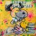 Peinture Snoopy happy par Kikayou | Tableau Pop-art Icones Pop Graffiti Acrylique Collage
