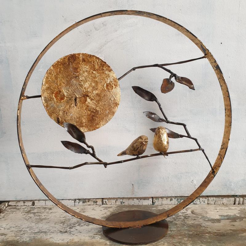 Sculpture oiseaux au clair de Lune by Eres Nicolas | Sculpture Figurative Animals Metal