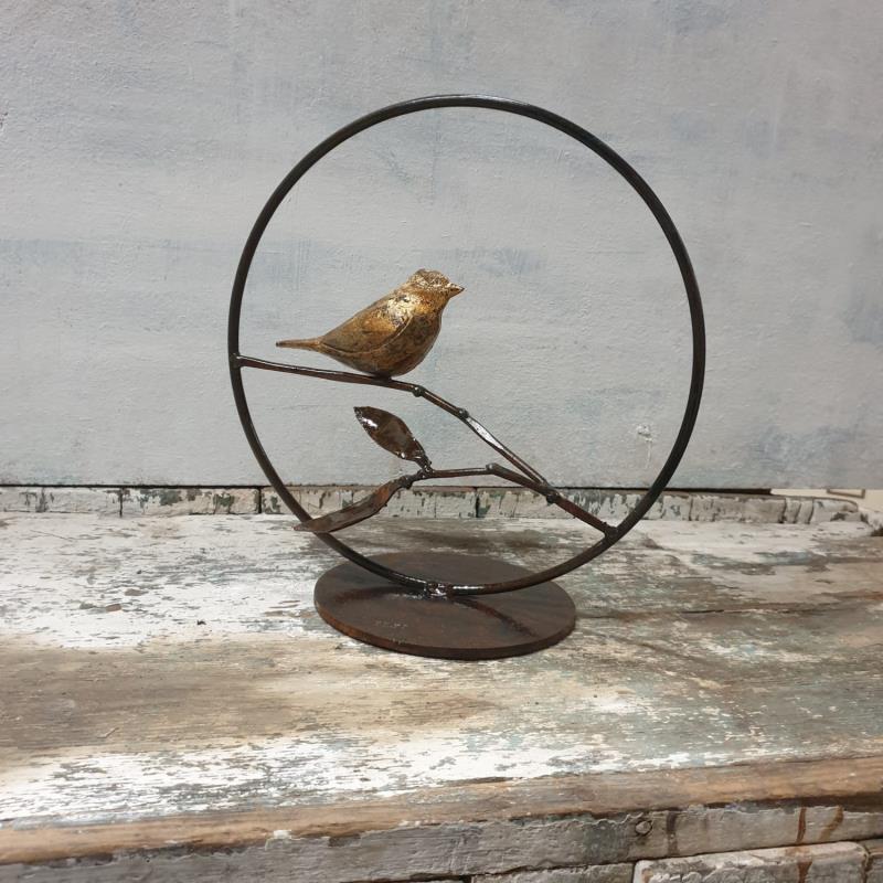 Skulptur oiseau sur branche von Eres Nicolas | Skulptur Figurativ Tiere Metall