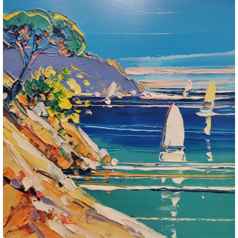 Painting Randonnée dans la calanque by Corbière Liisa | Painting Figurative Oil Landscapes, Marine