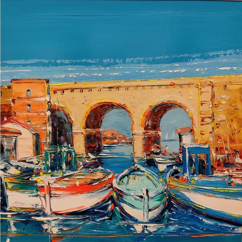 Painting Barques au Vallon des Auffes by Corbière Liisa | Painting Figurative Landscapes Marine Oil