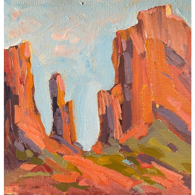 Peinture Red Rock Trail par Carrillo Cindy  | Tableau Figuratif Paysages Huile