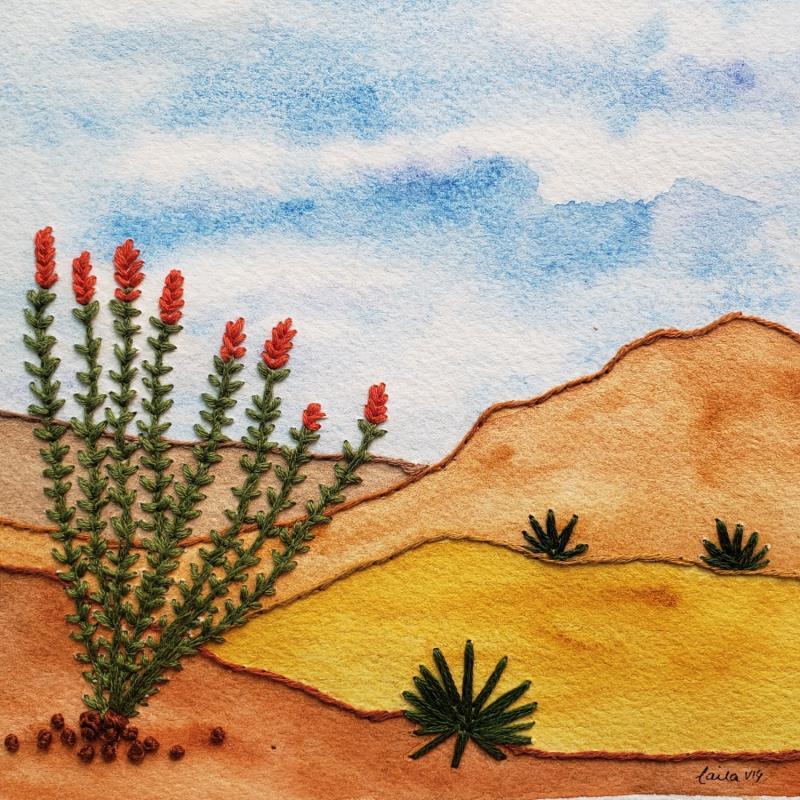 Painting Vivid desert blooms by Vazquez Laila | Painting Subject matter Watercolor Textile