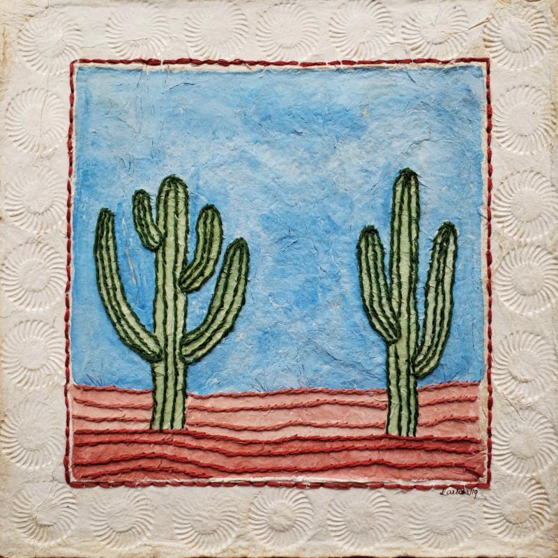 Painting Desert giants by Vazquez Laila | Painting Figurative Textile, Watercolor Landscapes, Pop icons