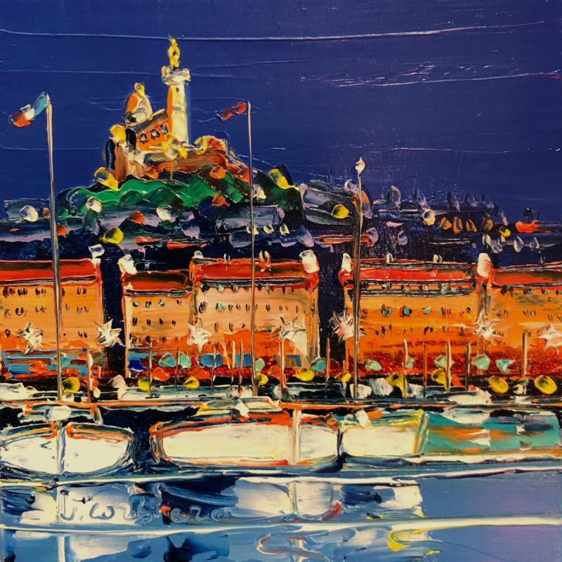 Gemälde Lumiéres du vieux port von Corbière Liisa | Gemälde Figurativ Landschaften Marine Öl