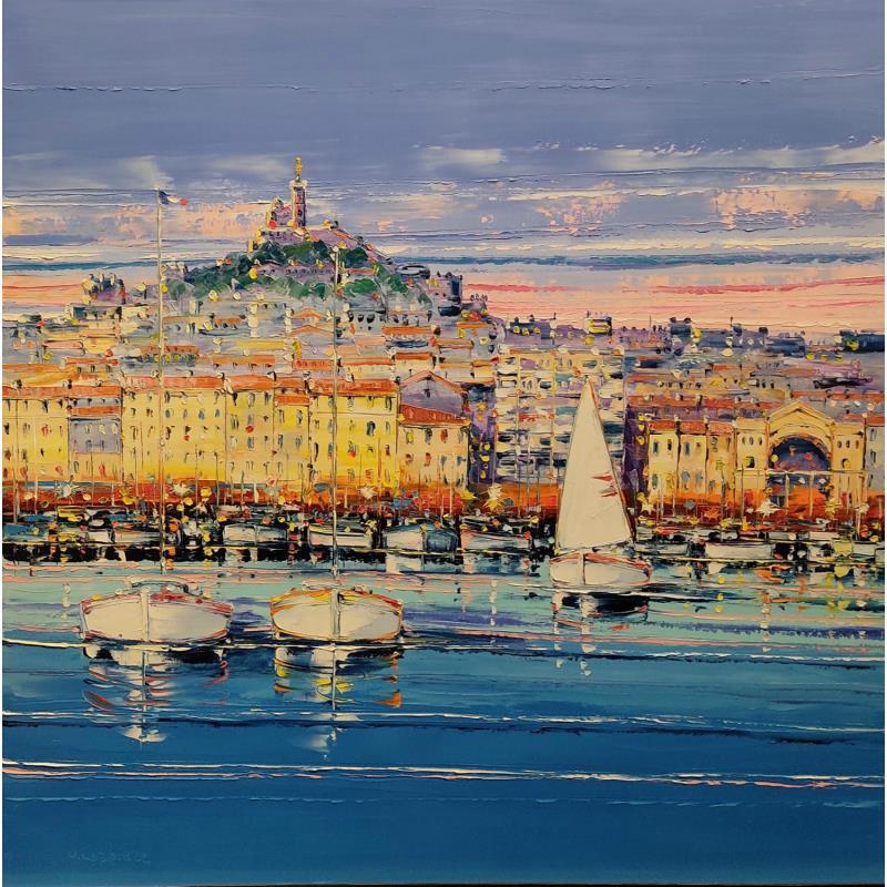 Painting Bienvenue à Marseille  by Corbière Liisa | Painting Figurative Landscapes Oil