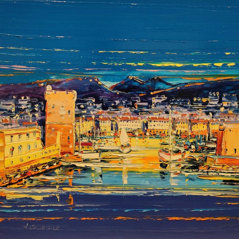 Painting Vieux port animé, Marseille by Corbière Liisa | Painting Figurative Landscapes Marine Oil