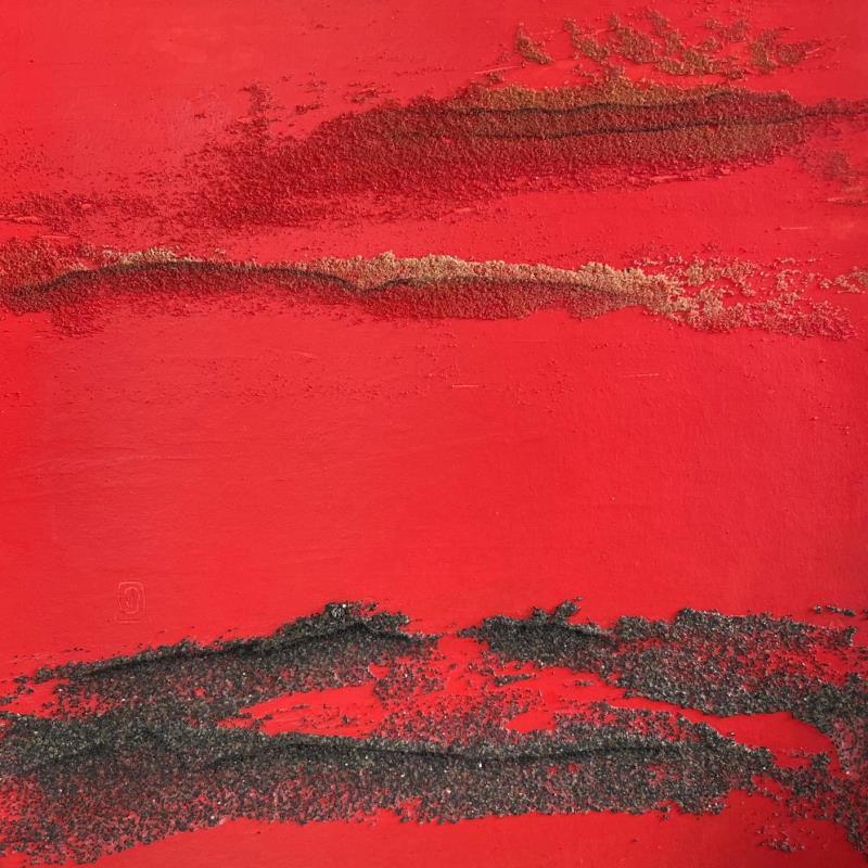 Gemälde Carré Grain de Sable Rouge von CMalou | Gemälde Materialismus Minimalistisch Sand