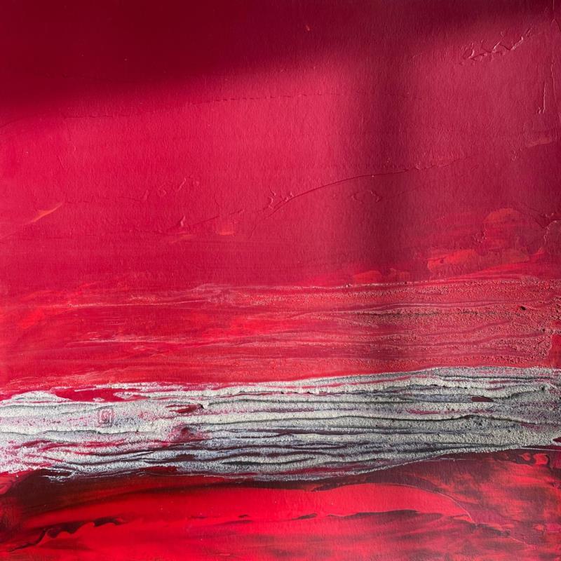 Peinture Carré Grain de Sable Rouge II par CMalou | Tableau Matiérisme Minimaliste Carton Sable