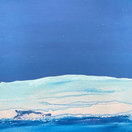 Peinture Carré Bleu Etoilé par CMalou | Tableau Matiérisme Sable Minimaliste