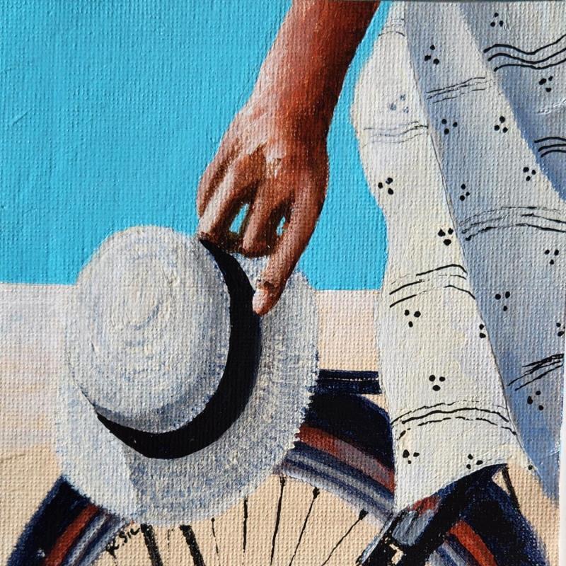 Gemälde Un tour en vélo von Sie Evelyne | Gemälde Figurativ Alltagsszenen Acryl