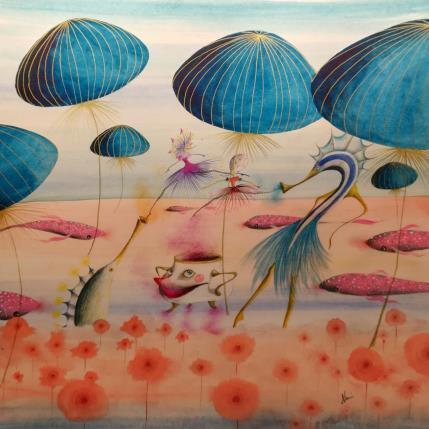 Painting In attesa dell'estate si balla by Nai | Painting Surrealism Acrylic, Gluing Animals, Marine, Music