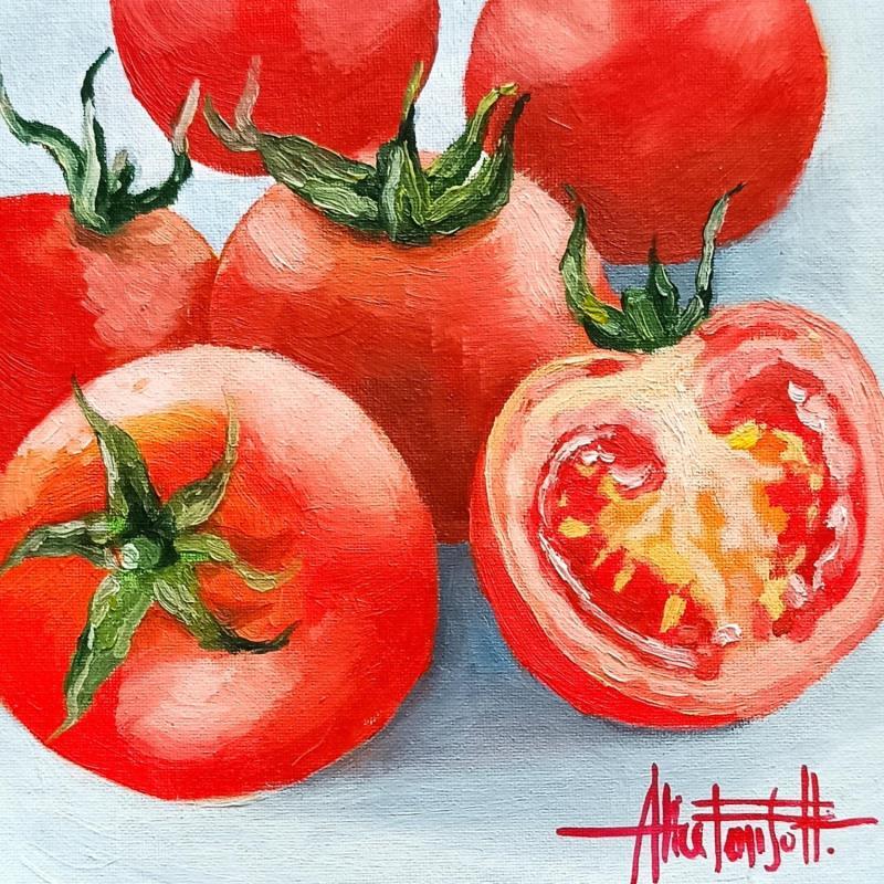 Gemälde Tomatoes  von Parisotto Alice | Gemälde Figurativ Pop-Ikonen Natur Stillleben Öl
