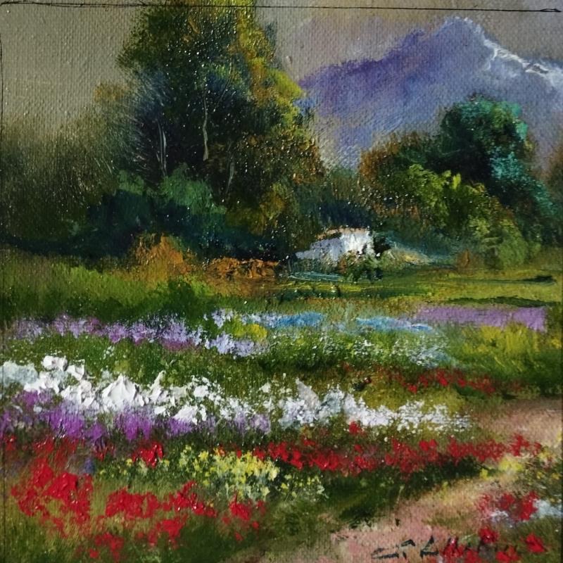 Painting Paisaje florido by Cabello Ruiz Jose | Painting Figurative Oil Landscapes