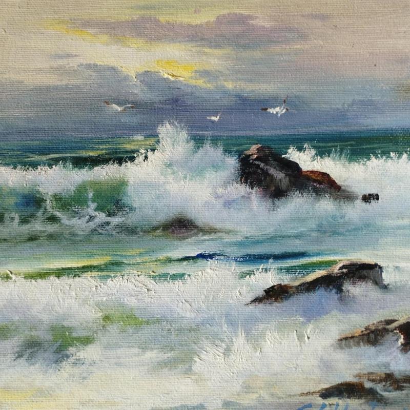 Painting Marina y rocas by Cabello Ruiz Jose | Painting Impressionism Oil Marine, Pop icons