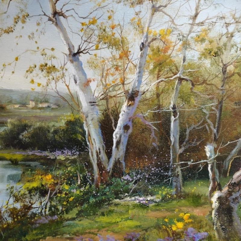 Painting Alamos en el rio by Cabello Ruiz Jose | Painting Impressionism Oil Landscapes