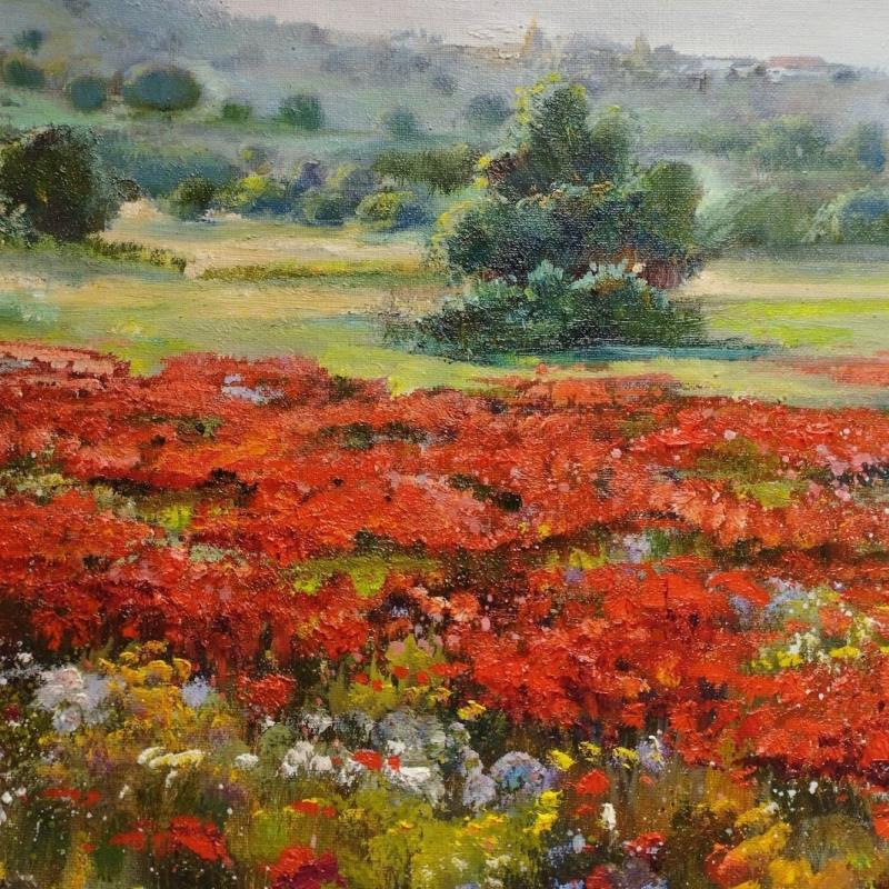 Painting Contraste de amapolas by Cabello Ruiz Jose | Painting Impressionism Landscapes Oil