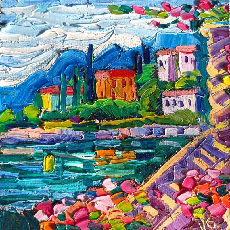 Painting Beautiful lake Como by Georgieva Vanya | Painting Figurative Oil Landscapes