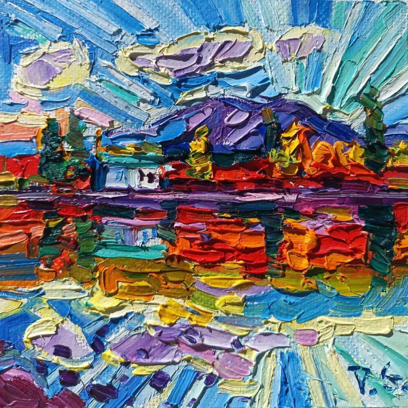 Painting Lake reflections by Georgieva Vanya | Painting Figurative Oil Landscapes