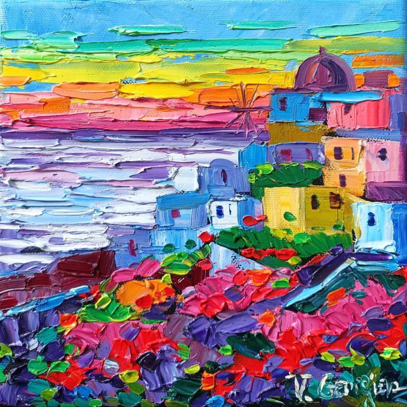 Gemälde Colorful Santorini von Georgieva Vanya | Gemälde Figurativ Landschaften Öl
