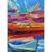 Painting Reflections and the boat by Georgieva Vanya | Painting Figurative Landscapes Oil