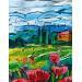 Painting Poppies on the hill by Georgieva Vanya | Painting Figurative Landscapes Oil
