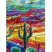Painting Sunset on cactus by Georgieva Vanya | Painting Figurative Landscapes Oil