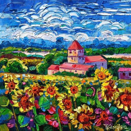 Peinture Provence sunflowers par Georgieva Vanya | Tableau Figuratif Huile Paysages