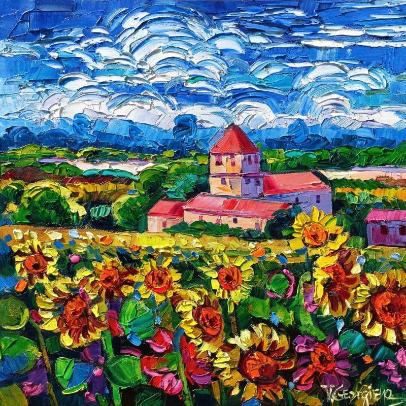 Painting Provence sunflowers by Georgieva Vanya | Painting Figurative Landscapes Oil
