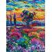 Painting Lavender Field by Georgieva Vanya | Painting Figurative Landscapes Oil