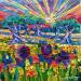 Painting Iris & Olive Trees by Georgieva Vanya | Painting Figurative Landscapes Oil