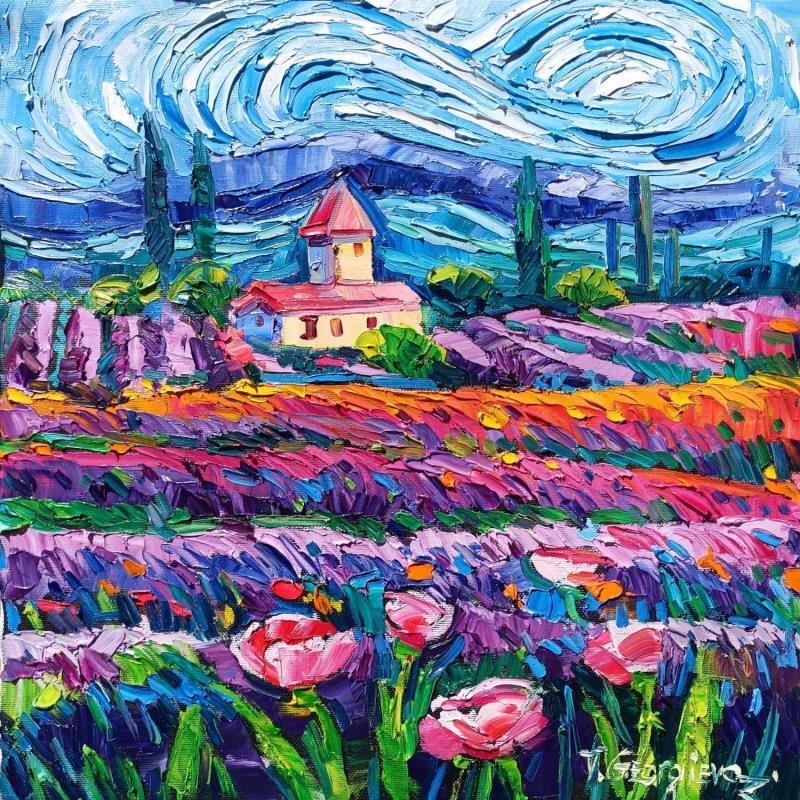 Painting Lavender in Provence by Georgieva Vanya | Painting Figurative Oil Landscapes