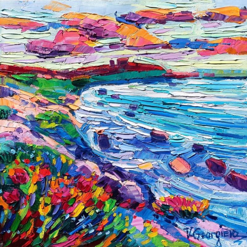 Painting Flowers on the coast by Georgieva Vanya | Painting Figurative Landscapes Oil