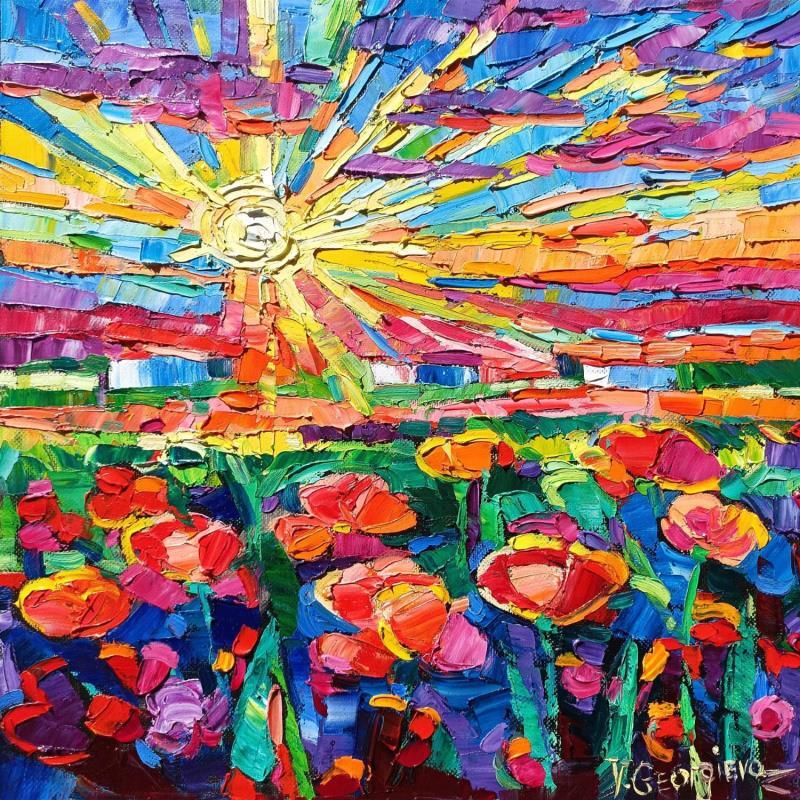 Gemälde Poppies field von Georgieva Vanya | Gemälde Figurativ Landschaften Öl