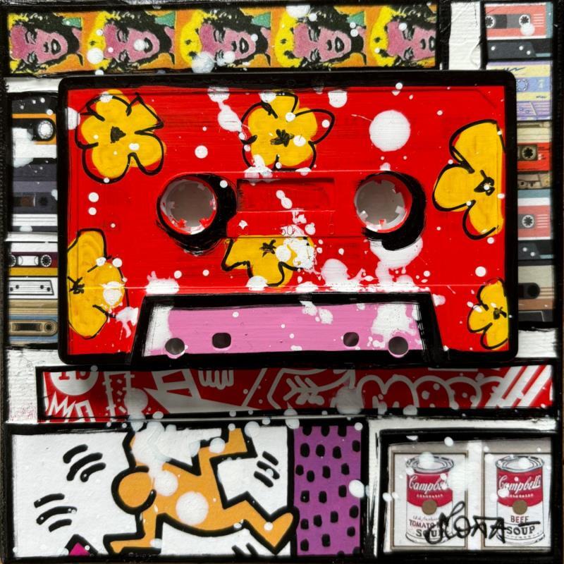 Painting POP K7 by Costa Sophie | Painting Pop-art Acrylic, Gluing, Upcycling Pop icons