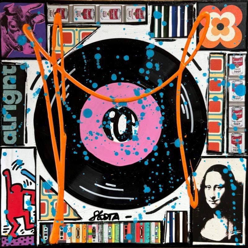 Painting POP VINYLE by Costa Sophie | Painting Pop-art Pop icons Acrylic Gluing Upcycling