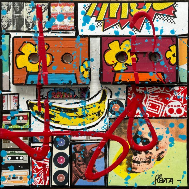 Peinture POP K7 par Costa Sophie | Tableau Pop-art Acrylique, Collage, Upcycling Icones Pop