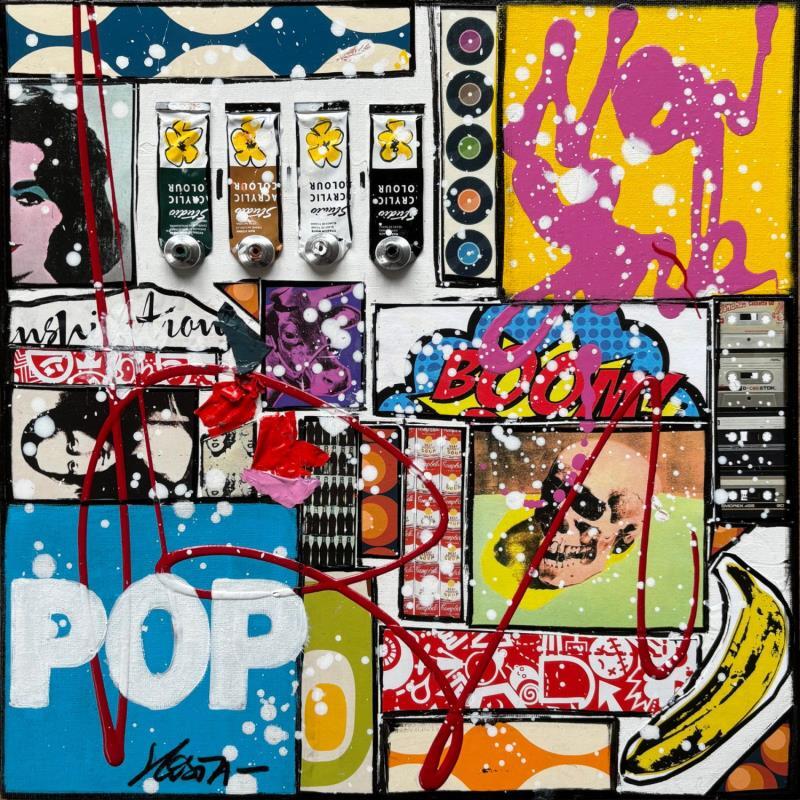 Painting POP NY by Costa Sophie | Painting Pop-art Pop icons Acrylic Gluing Upcycling